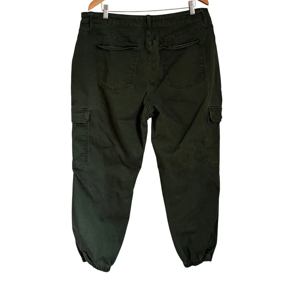 Terra & Sky Womens Cargo Jogger Pants Plus Size 18 W Olive Green Utility Stretch - Picture 4 of 14